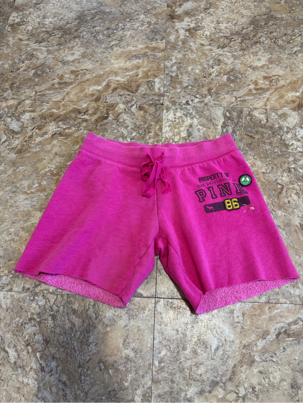 Y2K PINK Victoria's Secret Bright Pink Terry Drawstring Athletic Shorts